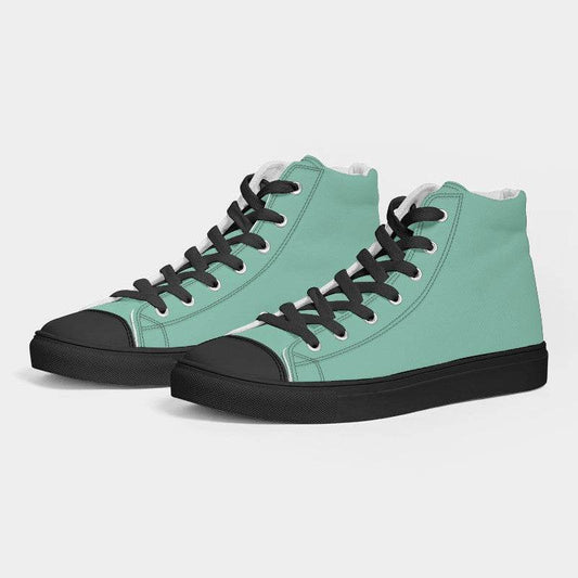 Light Medium Blue-Green Women's High-Top Canvas Sneakers (BGG1-ME-LI) - Side 3