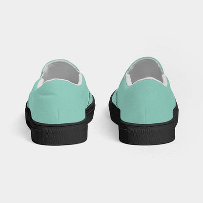 Light Medium Blue-Green Women's Slip-On Canvas Sneakers (BG-ME-LI) - Back