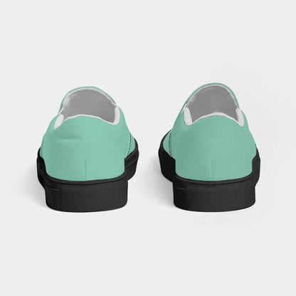 Light Medium Blue-Green Women's Slip-On Canvas Sneakers (BGG1-ME-LI) - Back