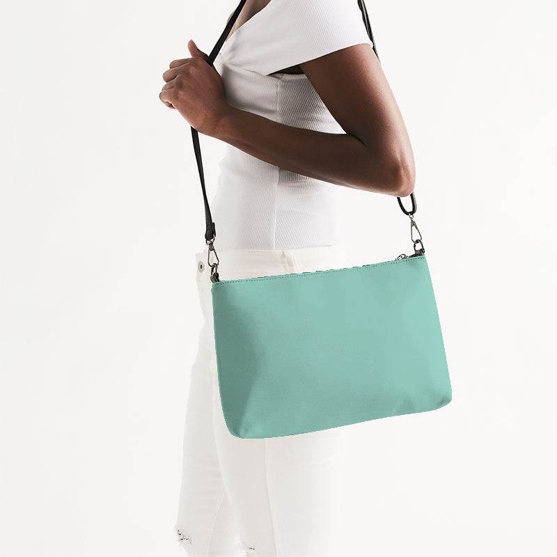 Light Medium Blue-Green Zip Pouch (BG-ME-LI) - Side CloseUp