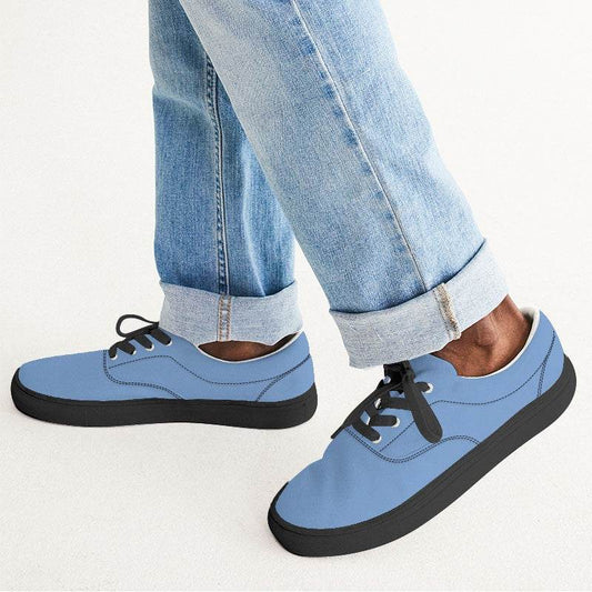 Light Medium Blue Men's Canvas Sneakers (IB2-ME-LI) - Man CloseUp