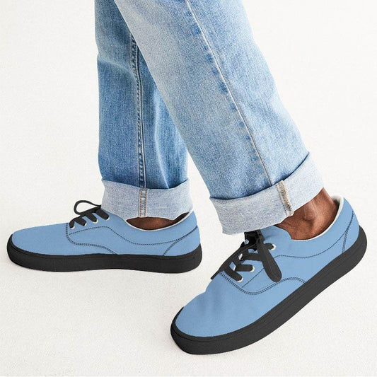 Light Medium Blue Men's Canvas Sneakers (IB3-ME-LI) - Man CloseUp