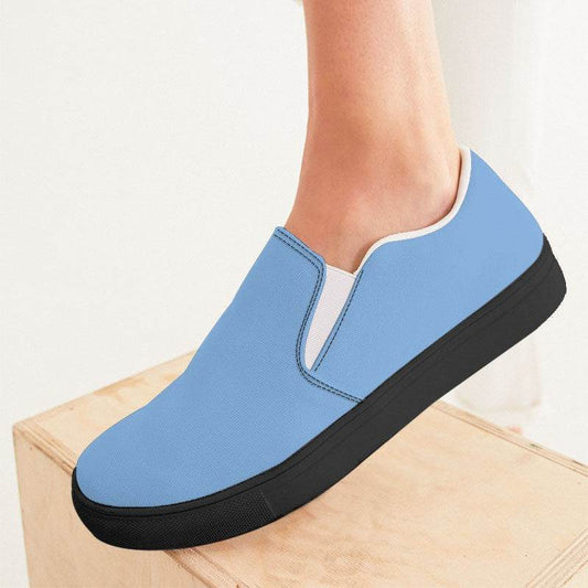 Light Medium Blue Women's Slip-On Canvas Sneakers (IB3-ME-LI) - Woman CloseUp