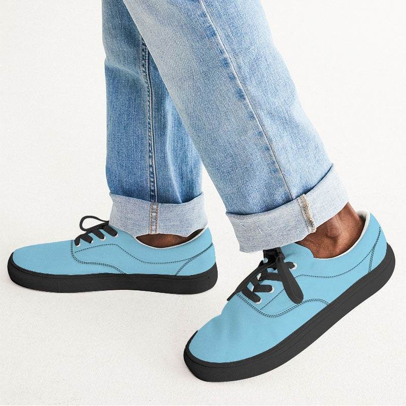 Light Medium Cyan Men's Canvas Sneakers (BC2-ME-LI) - Man CloseUp