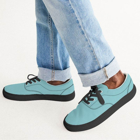 Light Medium Cyan Men's Canvas Sneakers (CBG1-ME-LI) - Man CloseUp