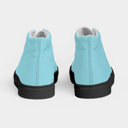 Light Medium Cyan Men's High-Top Canvas Sneakers (C-ME-LI) - Back