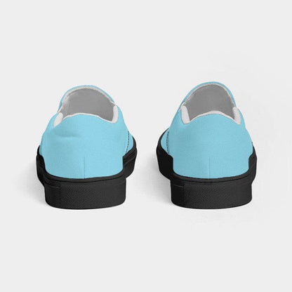 Light Medium Cyan Men's Slip-On Canvas Sneakers (BC3-ME-LI) - Back