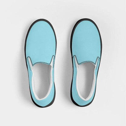 Light Medium Cyan Men's Slip-On Canvas Sneakers (C-ME-LI) - Top