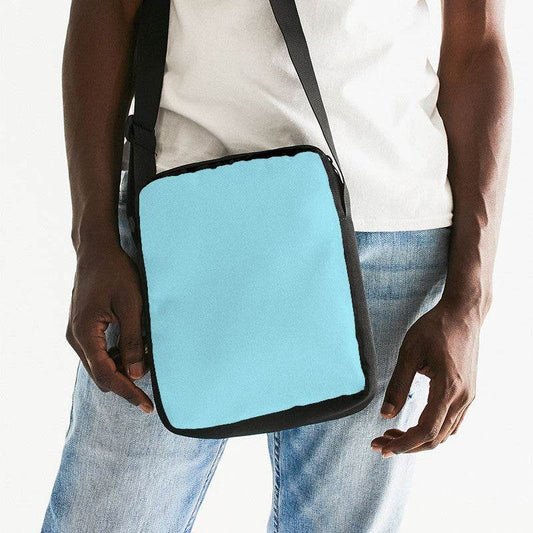 Light Medium Cyan Messenger Pouch (C-ME-LI) - Man Front CloseUp