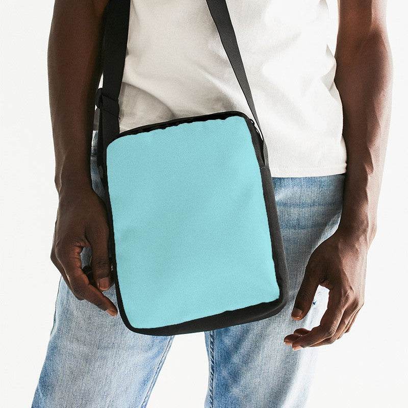 Light Medium Cyan Messenger Pouch (CBG1-ME-LI) - Man Front CloseUp