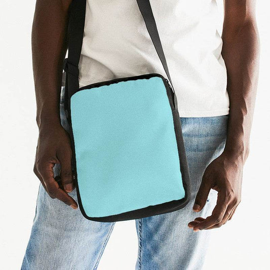 Light Medium Cyan Messenger Pouch (CBG1-ME-LI) - Man Front CloseUp