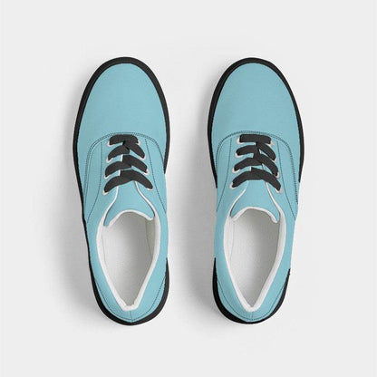 Light Medium Cyan Women's Canvas Sneakers (C-ME-LI) - Top