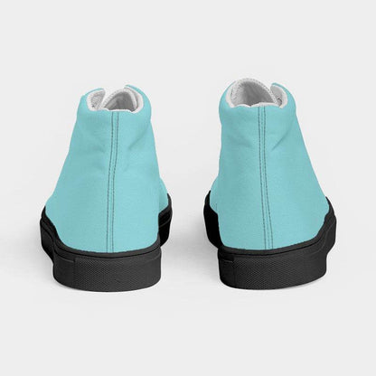 Light Medium Cyan Women's High-Top Canvas Sneakers (CBG1-ME-LI) - Back