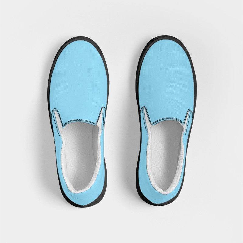 Light Medium Cyan Women's Slip-On Canvas Sneakers (BC2-ME-LI) - Top