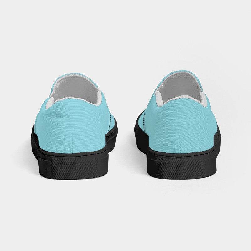 Light Medium Cyan Women's Slip-On Canvas Sneakers (C-ME-LI) - Back