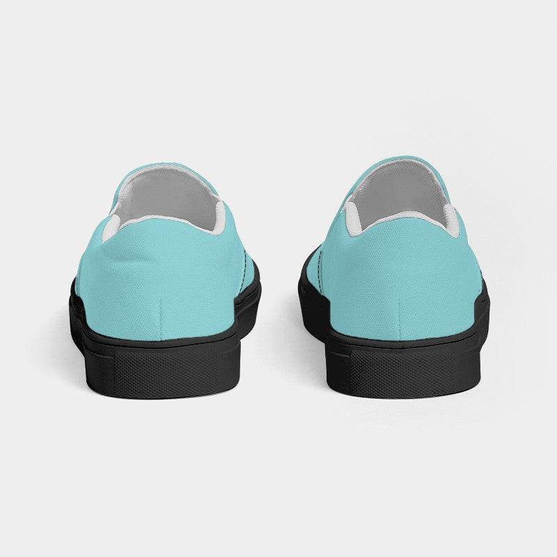 Light Medium Cyan Women's Slip-On Canvas Sneakers (CBG1-ME-LI) - Back