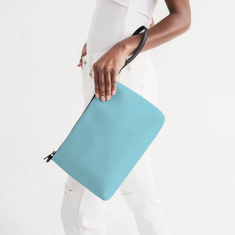 Light Medium Cyan Zip Pouch (C-ME-LI) - Side Holding