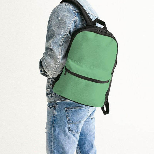 Light Medium Green Canvas Backpack (G-ME-LI) - Man Back CloseUp