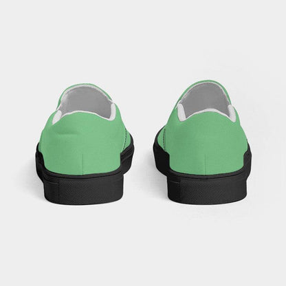 Light Medium Green Men's Slip-On Canvas Sneakers (G-ME-LI) - Back