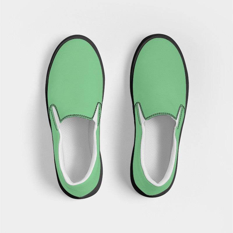 Light Medium Green Men's Slip-On Canvas Sneakers (G-ME-LI) - Top