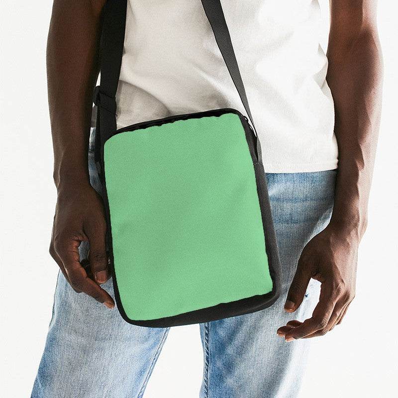 Light Medium Green Messenger Pouch (G-ME-LI) - Man Front CloseUp