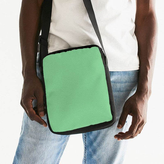 Light Medium Green Messenger Pouch (G-ME-LI) - Man Front CloseUp