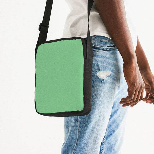 Light Medium Green Messenger Pouch (G-ME-LI) - Man Side CloseUp