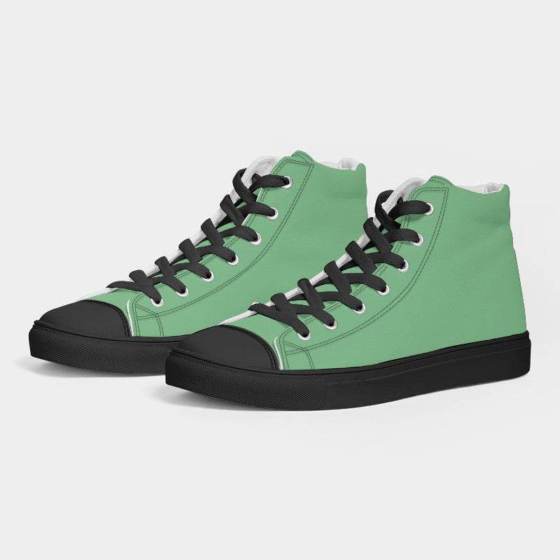 Light Medium Green Women's High-Top Canvas Sneakers (G-ME-LI) - Side 3