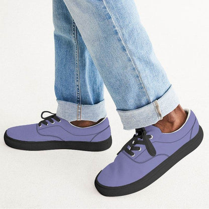Light Medium Indigo Men's Canvas Sneakers (PUI2-ME-LI) - Man CloseUp