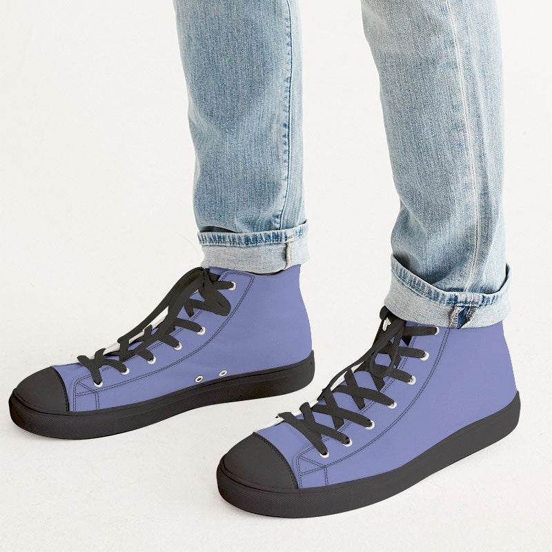 Light Medium Indigo Men's High-Top Canvas Sneakers (PUI3-ME-LI) - Man CloseUp