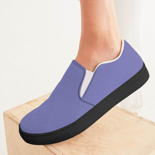Light Medium Indigo Women's Slip-On Canvas Sneakers (PUI2-ME-LI) - Woman CloseUp
