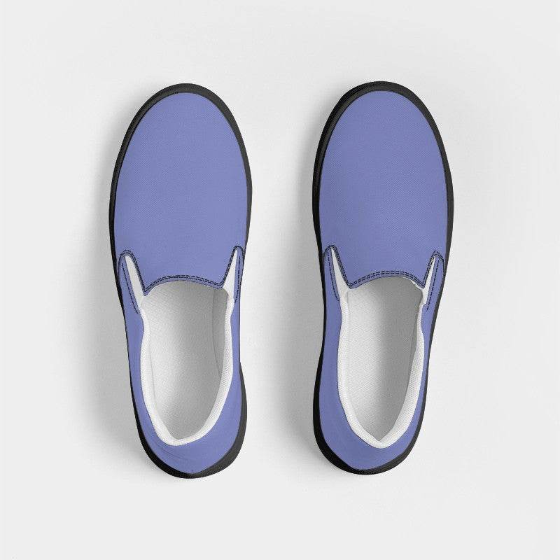Light Medium Indigo Women's Slip-On Canvas Sneakers (PUI3-ME-LI) - Top