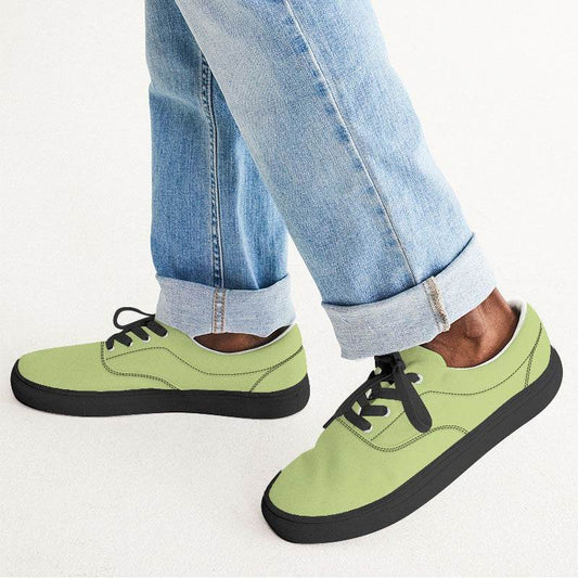 Light Medium Lime Men's Canvas Sneakers (L-ME-LI) - Man CloseUp