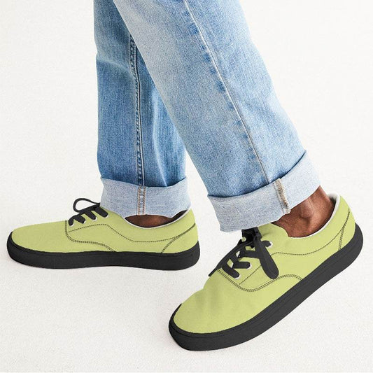 Light Medium Lime Men's Canvas Sneakers (LY1-ME-LI) - Man CloseUp
