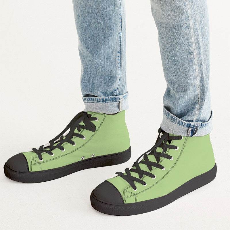 Light Medium Lime Men's High-Top Canvas Sneakers (GL3-ME-LI) - Man CloseUp
