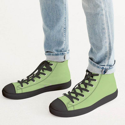 Light Medium Lime Men's High-Top Canvas Sneakers (GL3-ME-LI) - Man CloseUp