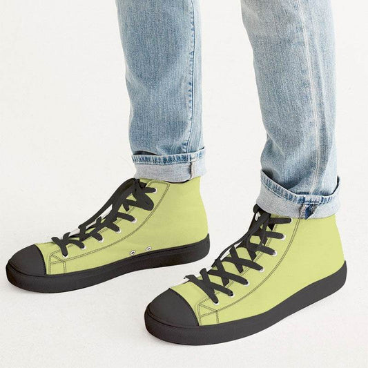 Light Medium Lime Men's High-Top Canvas Sneakers (LY1-ME-LI) - Man CloseUp