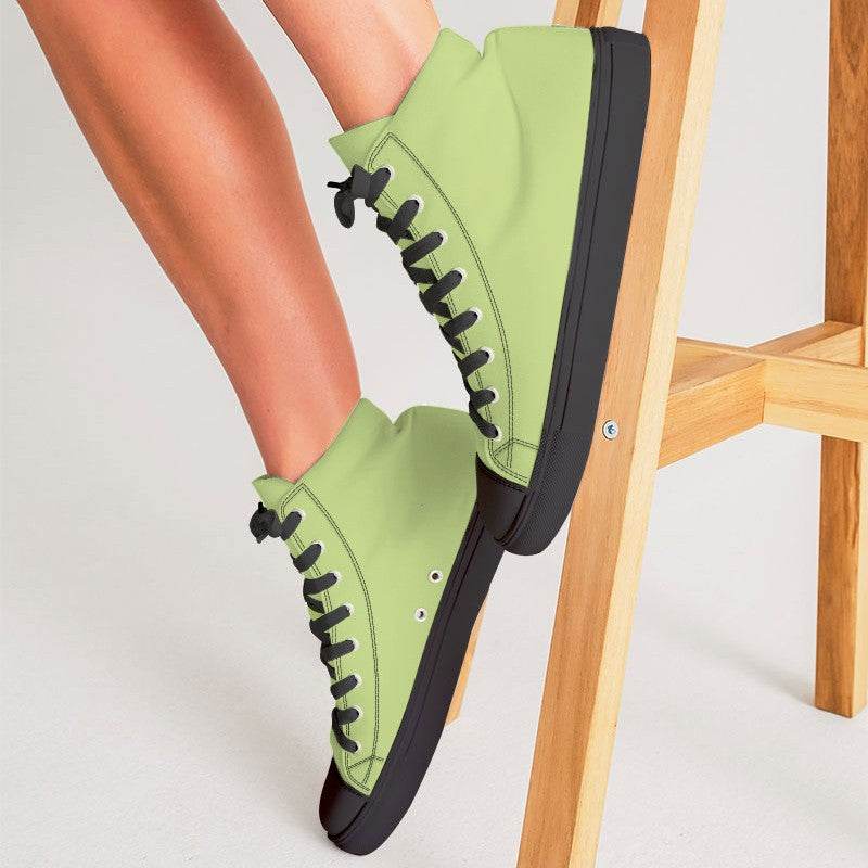 Light Medium Lime Women's High-Top Canvas Sneakers (L-ME-LI) - Woman CloseUp