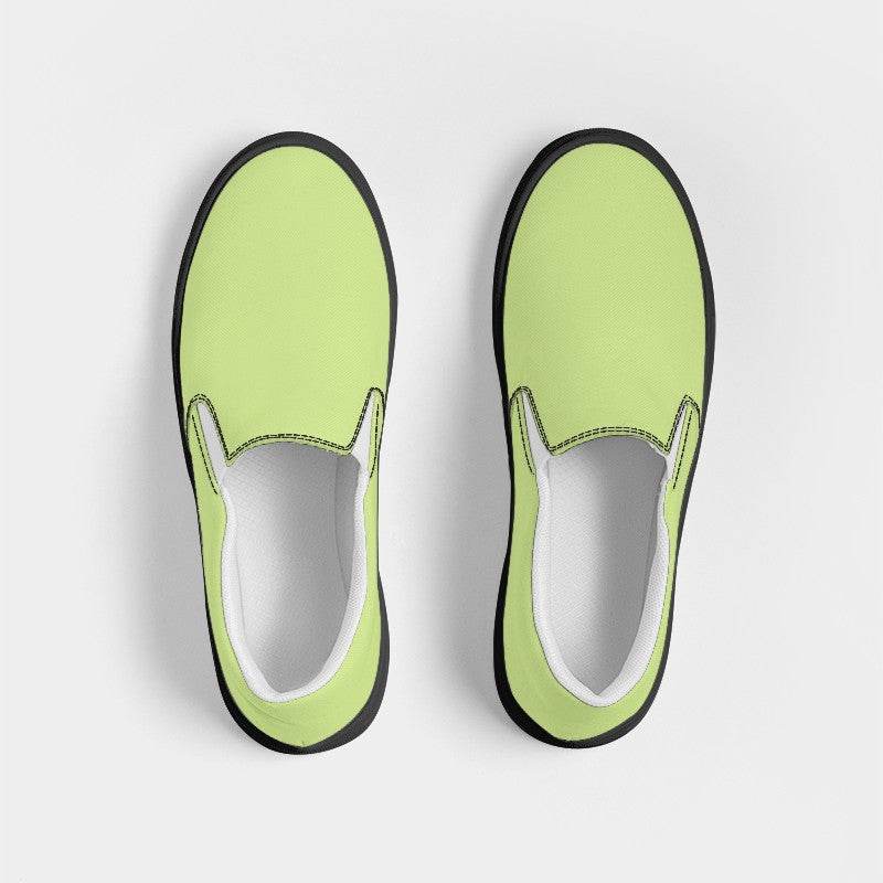 Light Medium Lime Women's Slip-On Canvas Sneakers (L-ME-LI) - Top