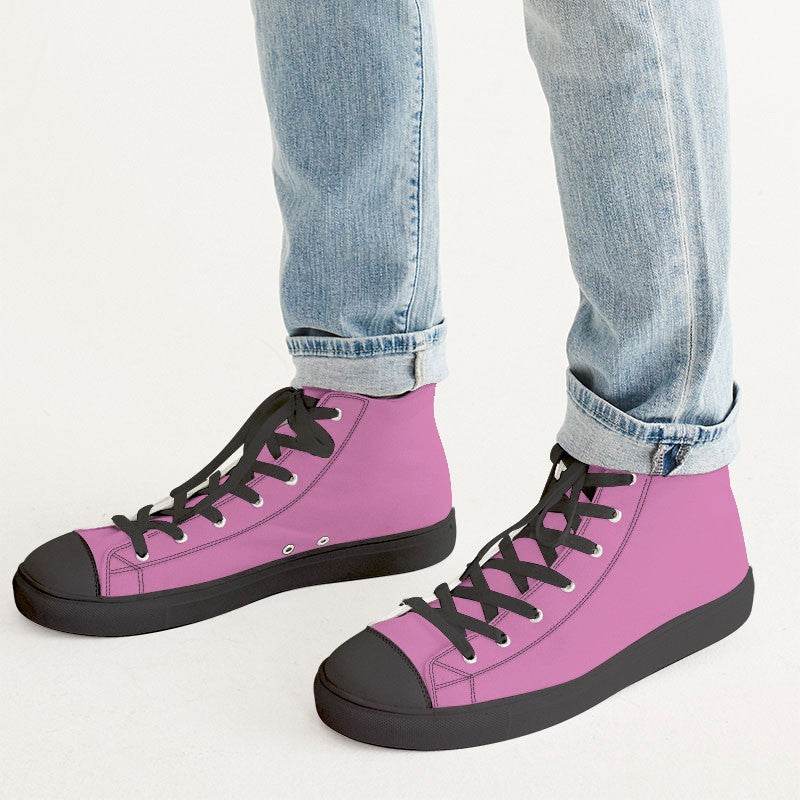 Light Medium Magenta Men's High-Top Canvas Sneakers (PIM2-ME-LI) - Man CloseUp