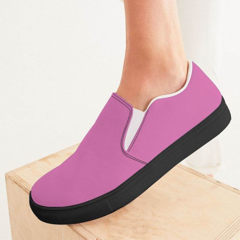 Light Medium Magenta Women's Slip-On Canvas Sneakers (PIM2-ME-LI) - Woman CloseUp