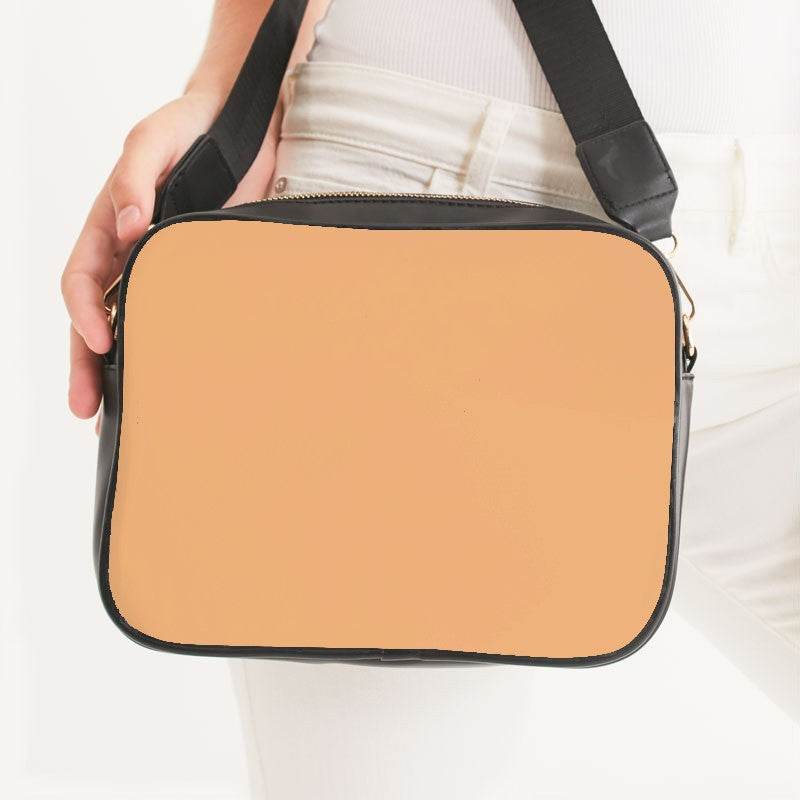 Light Medium Orange Crossbody Bag (O-ME-LI) - Woman Front CloseUp