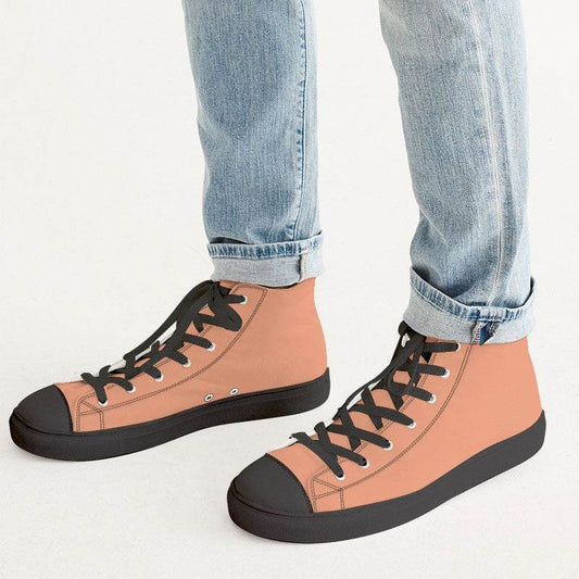 Light Medium Orange Men's High-Top Canvas Sneakers (OR2-ME-LI) - Man CloseUp