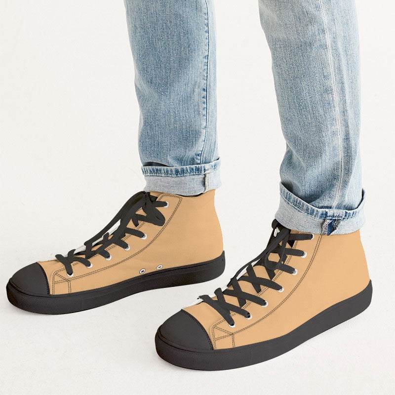 Light Medium Orange Men's High-Top Canvas Sneakers (YO3-ME-LI) - Man CloseUp