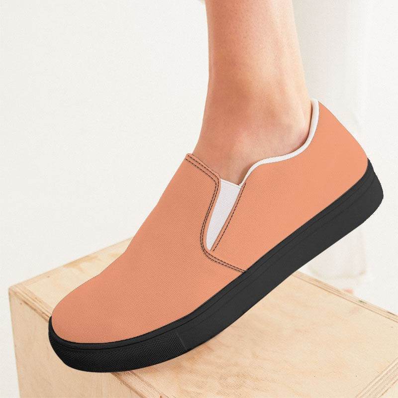 Light Medium Orange Women's Slip-On Canvas Sneakers (OR2-ME-LI) - Woman CloseUp