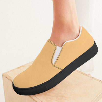 Light Medium Orange Women's Slip-On Canvas Sneakers (YO2-ME-LI) - Woman CloseUp