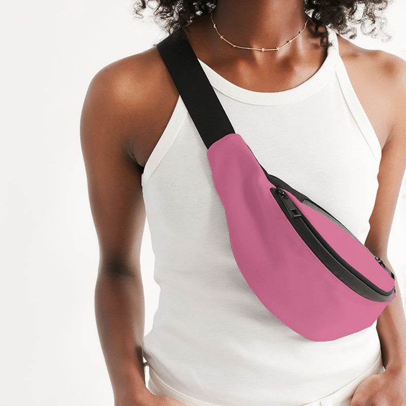 Light Medium Pink Belt Bag (PI-ME-LI) - Woman Front CloseUp