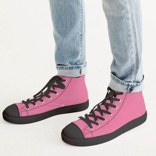 Light Medium Pink Men's High-Top Canvas Sneakers (PI-ME-LI) - Man CloseUp