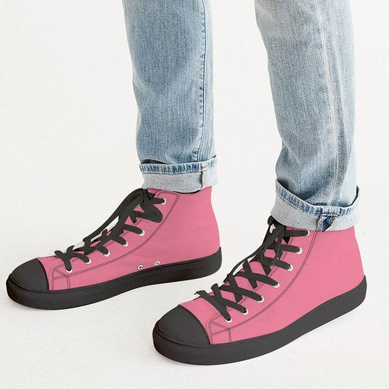 Light Medium Pink Men's High-Top Canvas Sneakers (RPI3-ME-LI) - Man CloseUp