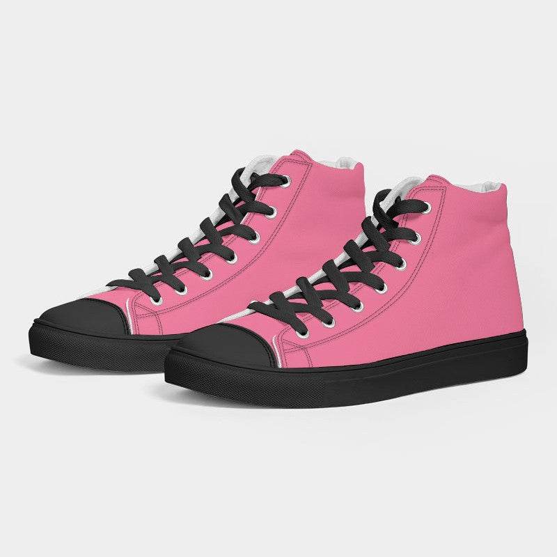 Light Medium Pink Women's High-Top Canvas Sneakers (PI-ME-LI) - Side 3